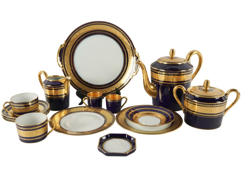 LIMOGES COBALT AND GILT PORCELAIN
