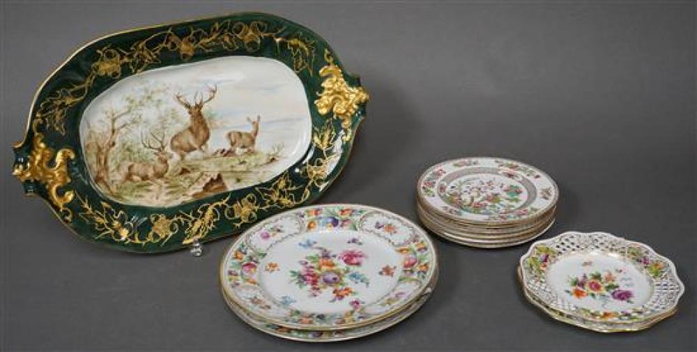 LIMOGES 'ELK' PLATTER, SIX SPODE