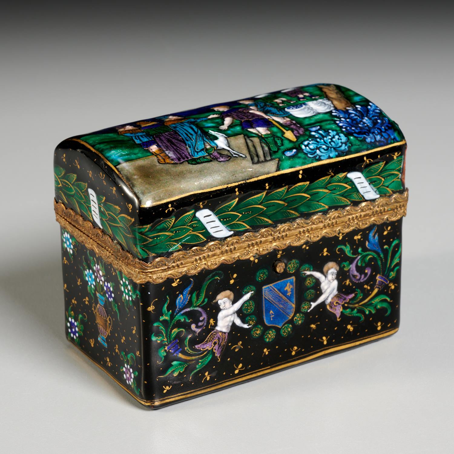 LIMOGES ENAMEL, GILT BRONZE SCENT