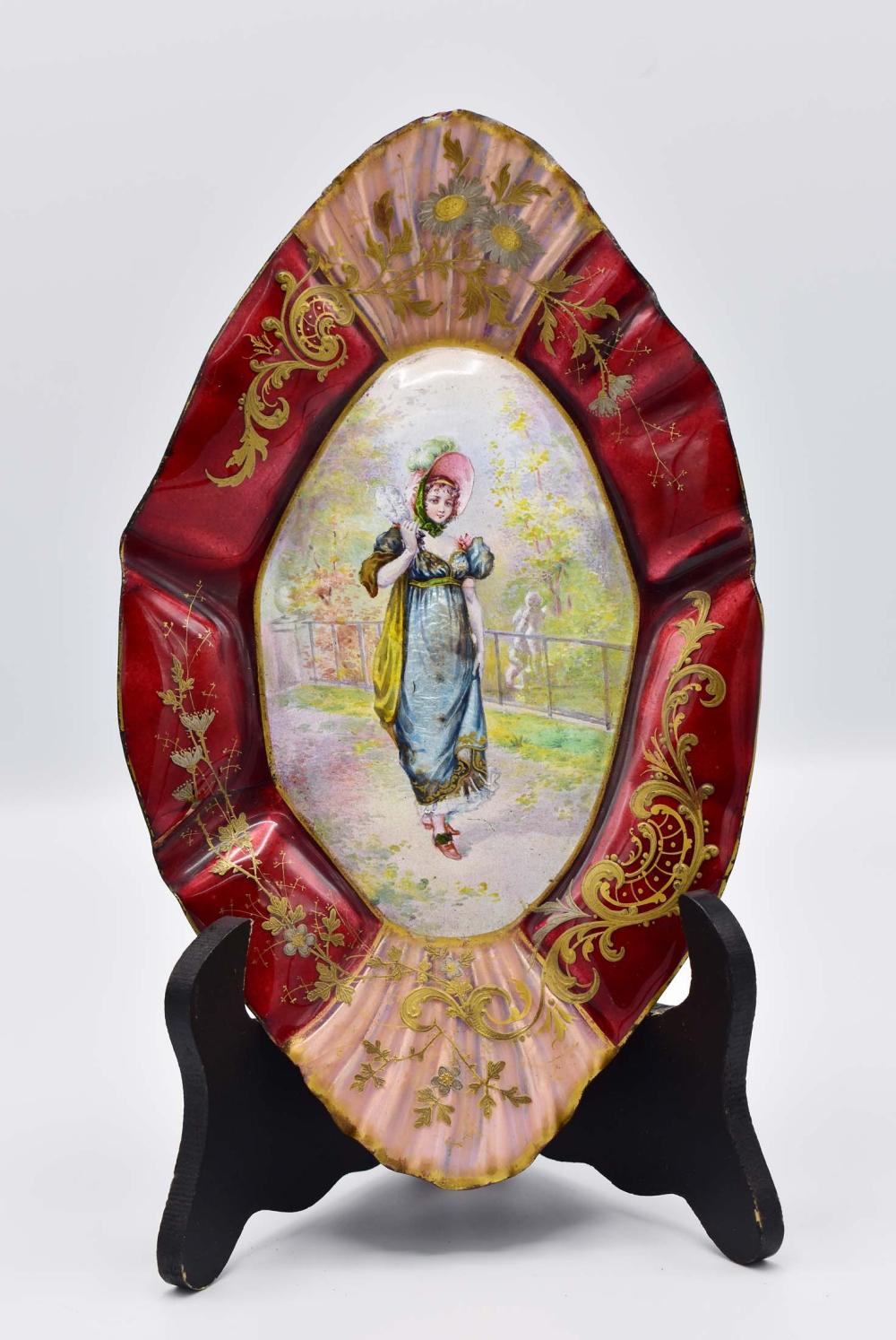 LIMOGES ENAMEL ON COPPER TRAYLate