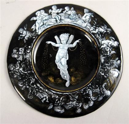 Limoges enamel roundel    late 19th
