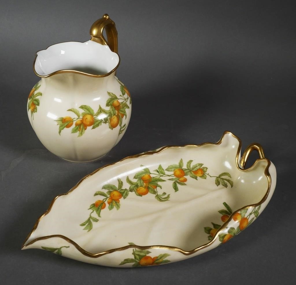 LIMOGES FLORIDA ORANGES PITCHER &