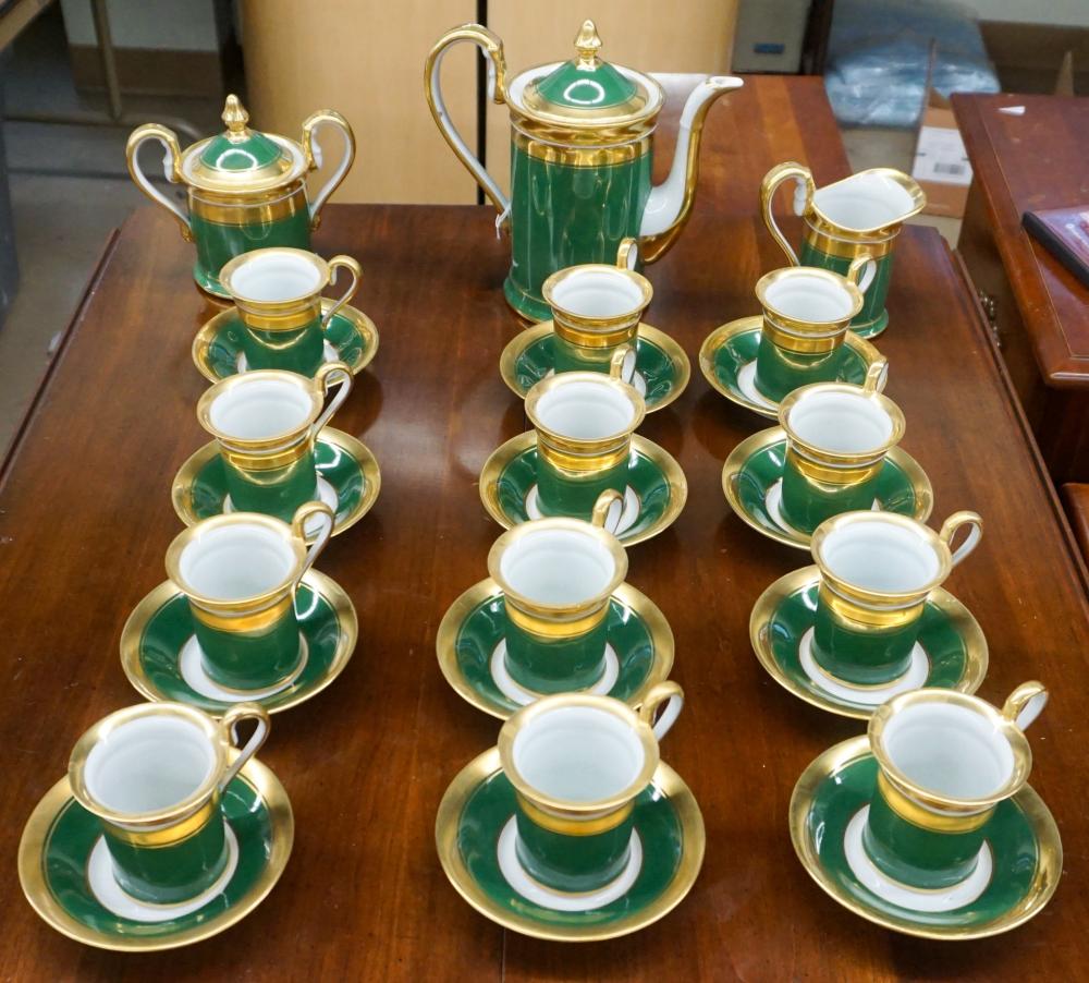 LIMOGES GREEN AND GILT PORCELAIN