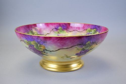 LIMOGES HAND PAINTED FOOTED PUNCH