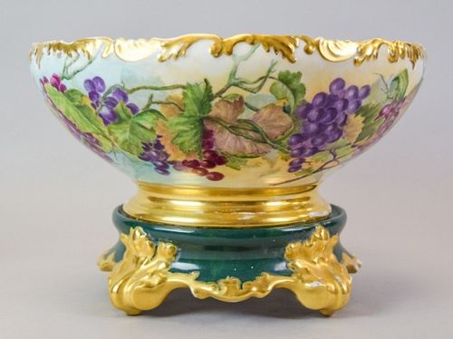 LIMOGES HAND PAINTED PUNCH BOWL