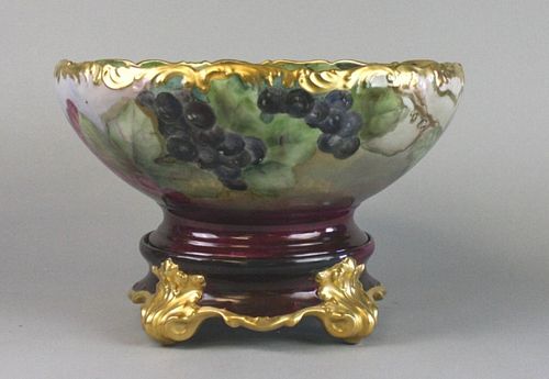 LIMOGES HAND PAINTED PUNCH BOWL