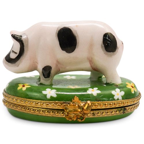 LIMOGES PIG TRINKET BOXDESCRIPTION: