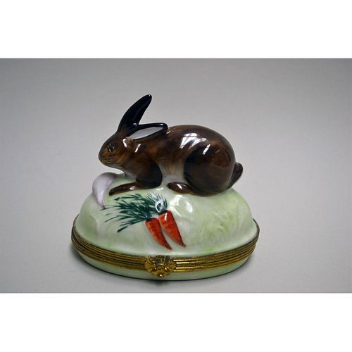 LIMOGES PORCELAIN BUNNY TRINKET BOX