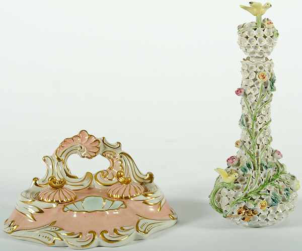 Limoges Porcelain Inkwell Plus