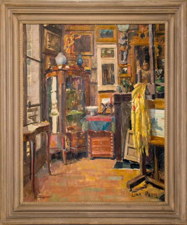 LINA PAVIL "INTERIOR SCENE" OIL