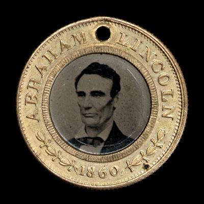 Lincoln and Hamlin campaign button,
