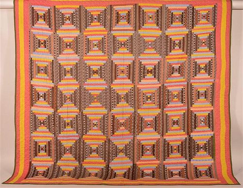LINCOLN LOG PATTERN PATCHWORK QUILT