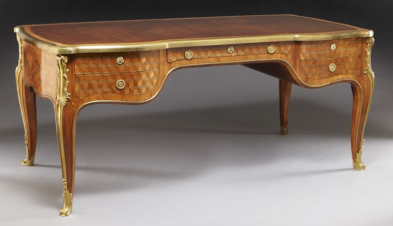Linke style parquetry inlaid bureau
