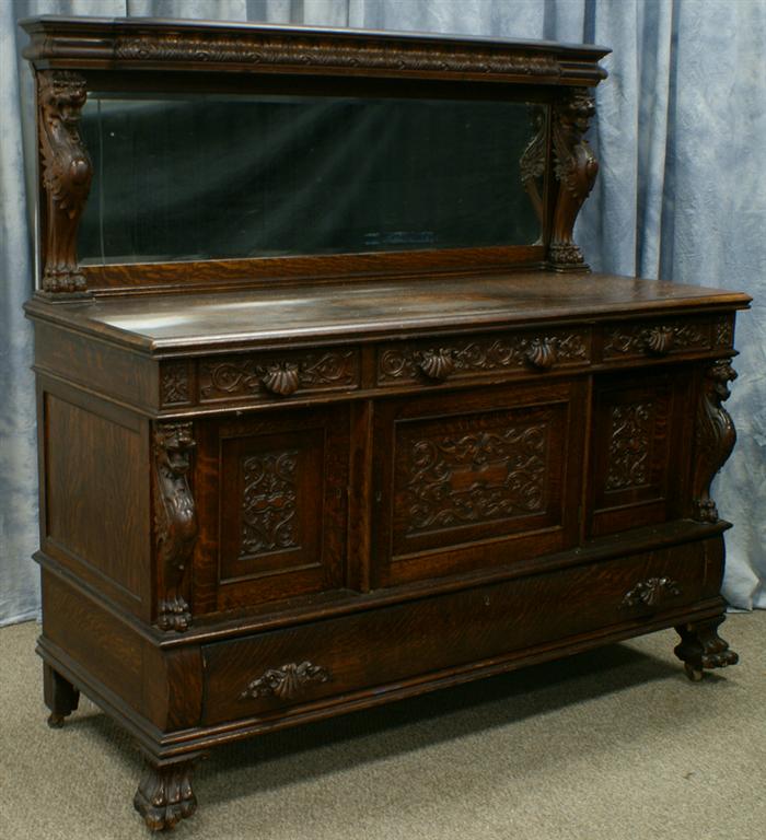 Lion carved oak Victorian