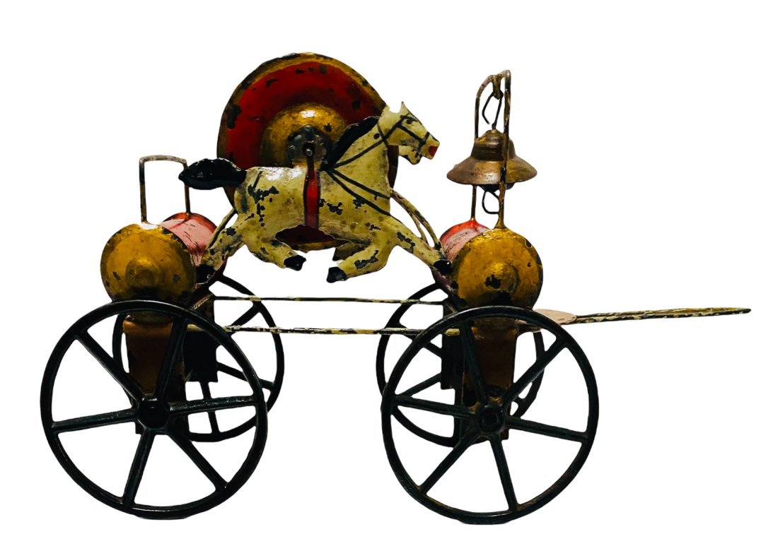 "LION" HOSE REEL EARLY AMERICAN TIN