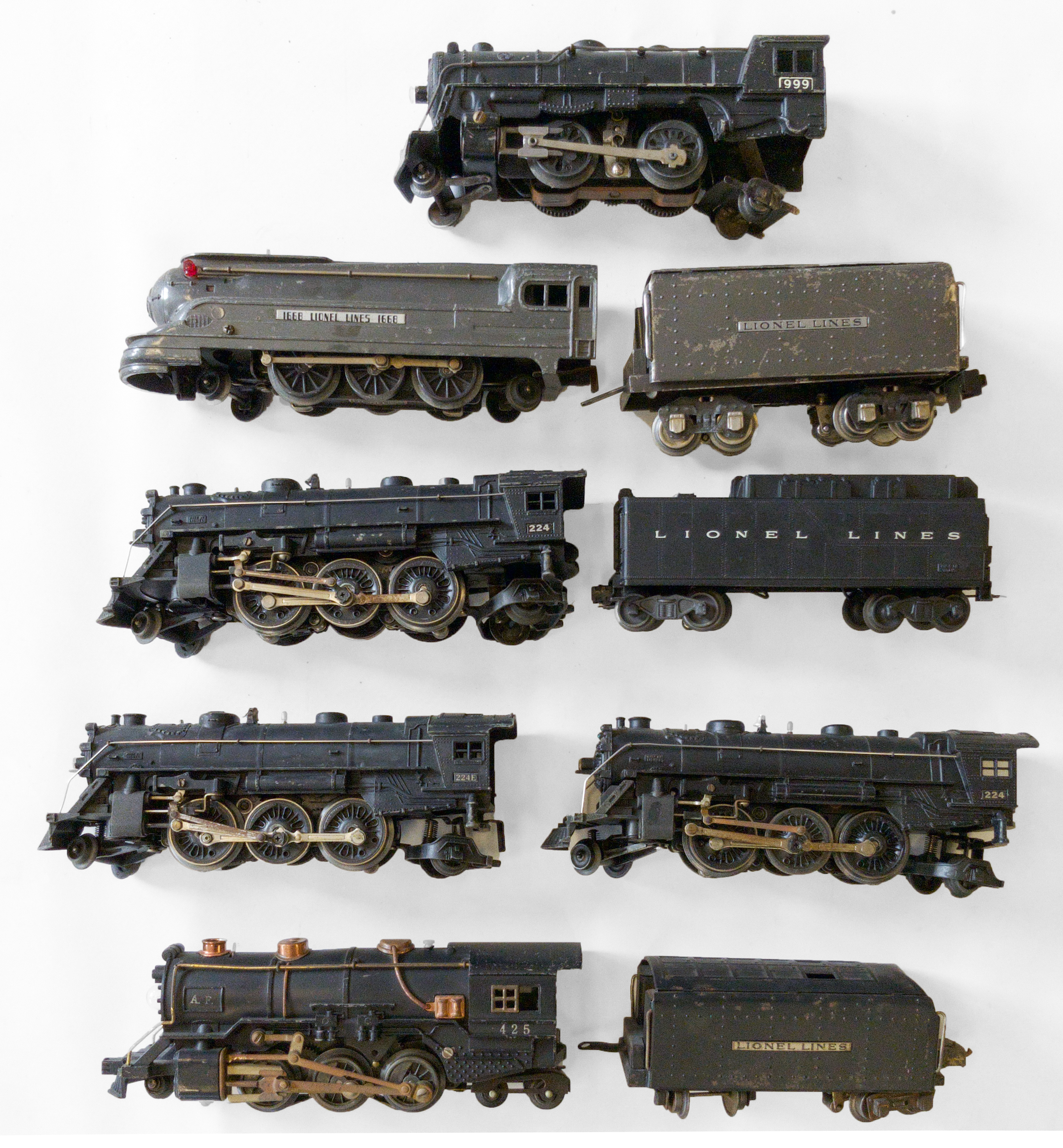 LIONEL O GAUGE TRAINS 999, 1668,