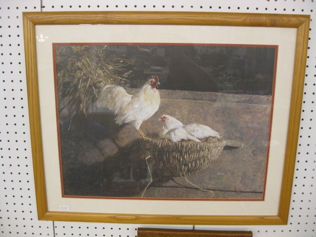 Lithograph of Chickens image area
