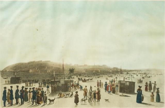 LITHOGRAPH OF WINTER ON ICE AT