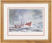 LITHOGRAPH THE LIGHT SHIP BARN