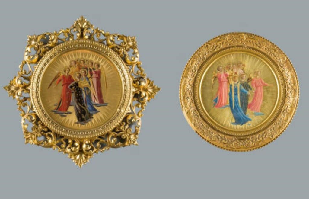 LITURGICAL PAINTED WOOD ROUNDELSTwo