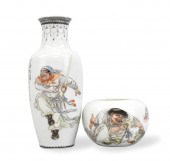 LIU XIREN:2 CHINESE ENAMELED V