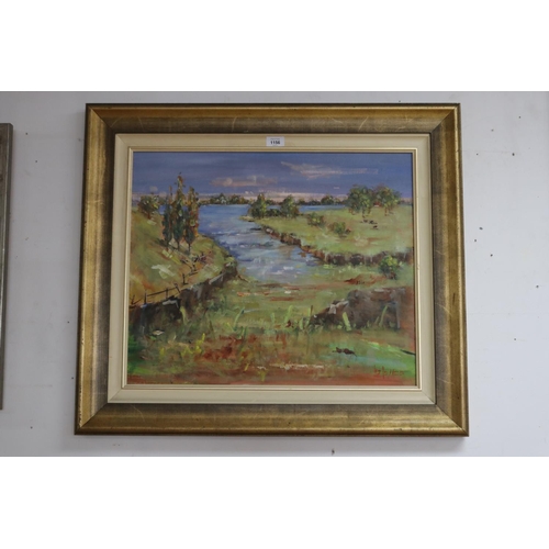 Liz Isaacs, River landscape, oil on