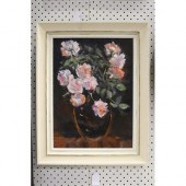 Liz Isaacs, Roses, oil on boar