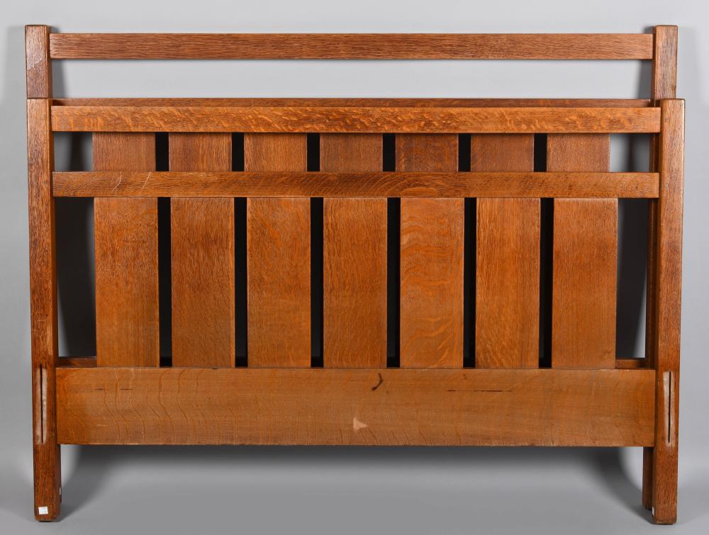 L&JG STICKLEY OAK DOUBLE BED, EARLY