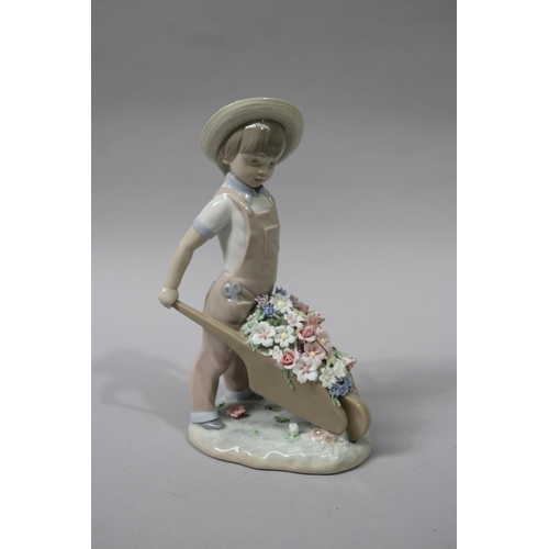 Lladro boy with wheel barrow,