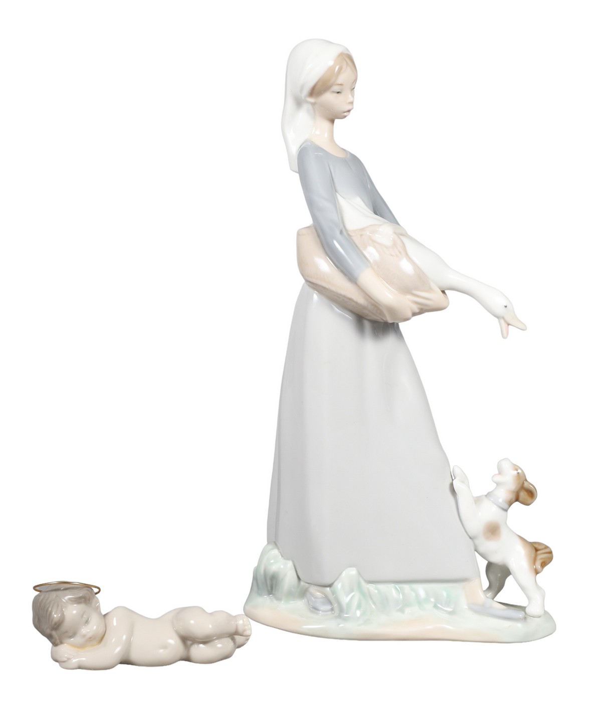 Lladro figure and angel to