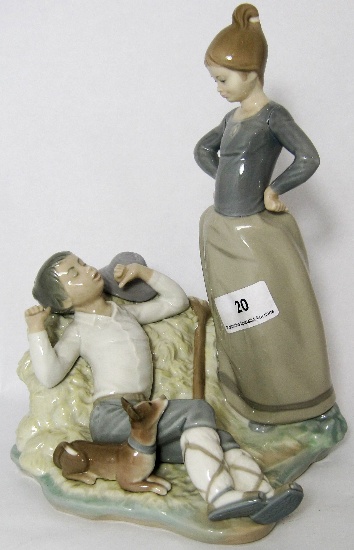 Lladro Figure of Girl & Boy with