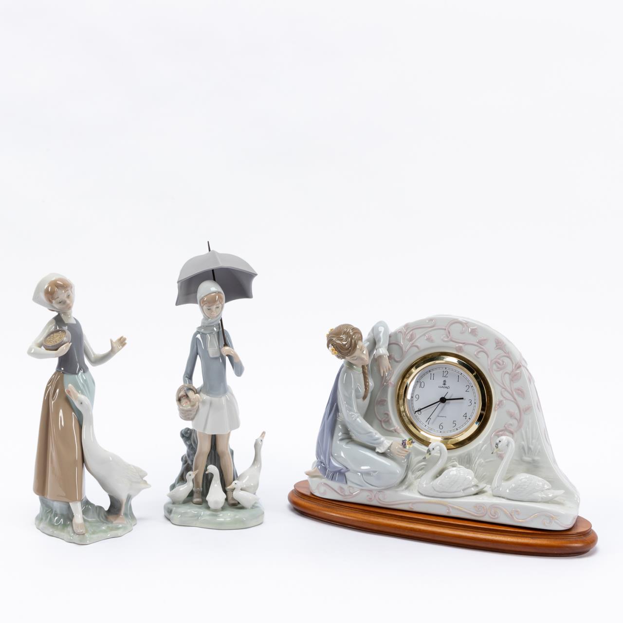 LLADRO FIGURINES & CLOCK, GEESE &