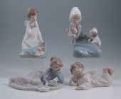 LLADRO GIRL FIGURES: 4 glazed