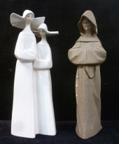 LLADRO "NUNS" AND "MONK" PORCE