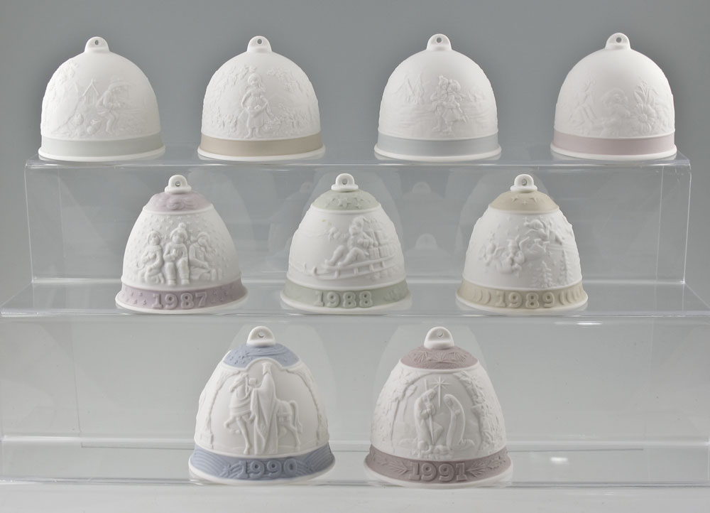 LLADRO PORCELAIN BELL ORNAMENTS: