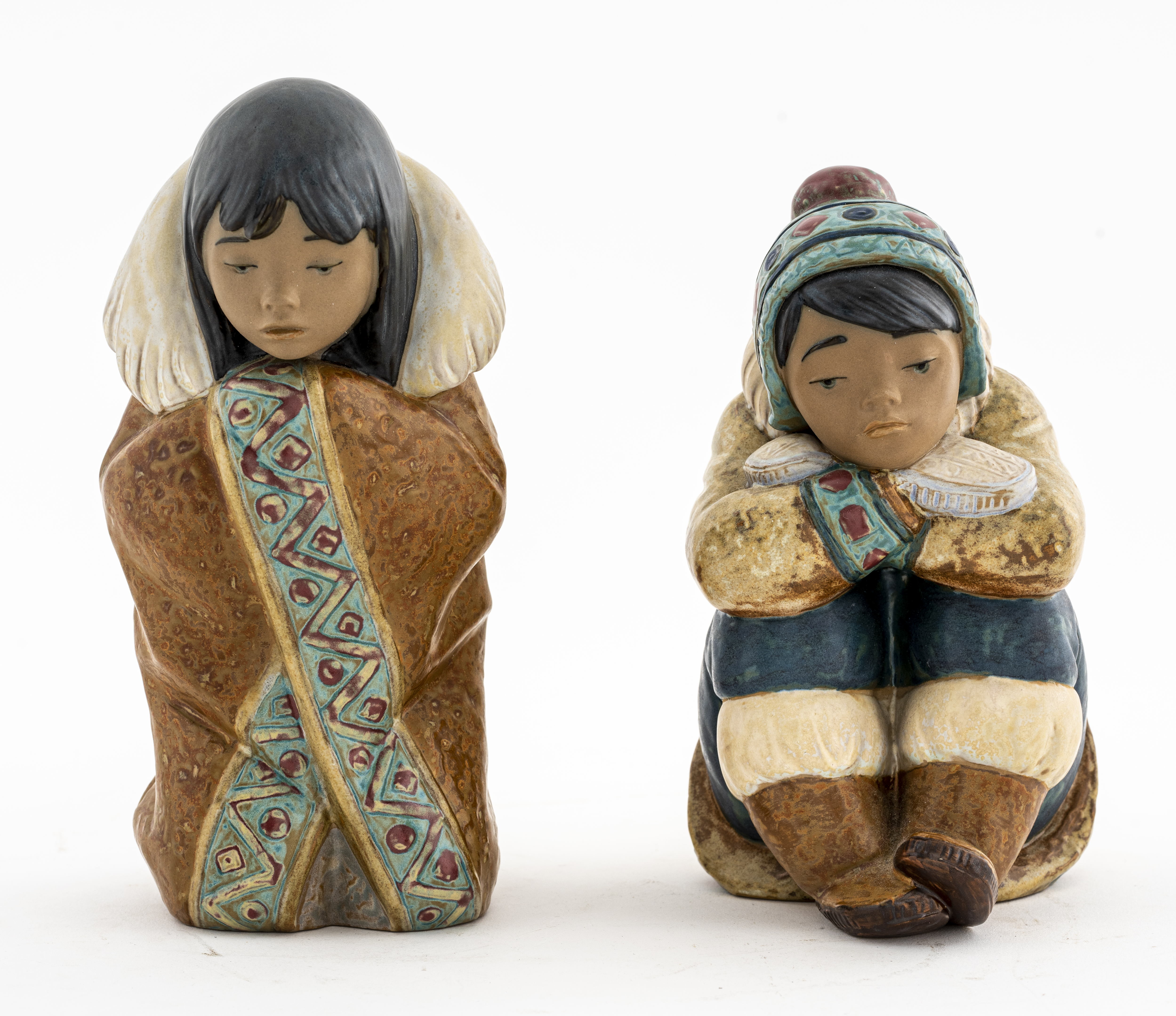 LLADRO PORCELAIN ESKIMO GIRL & BOY,