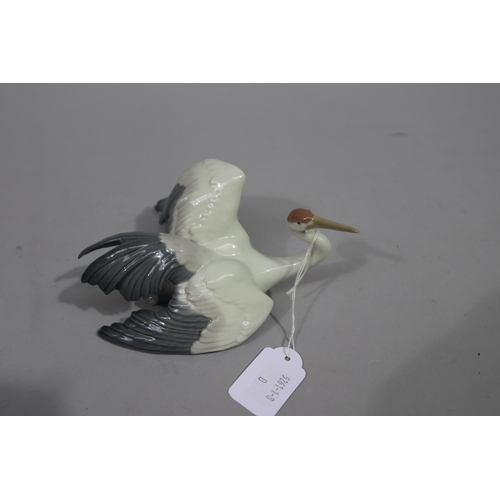 Lladro porcelain red head crane,