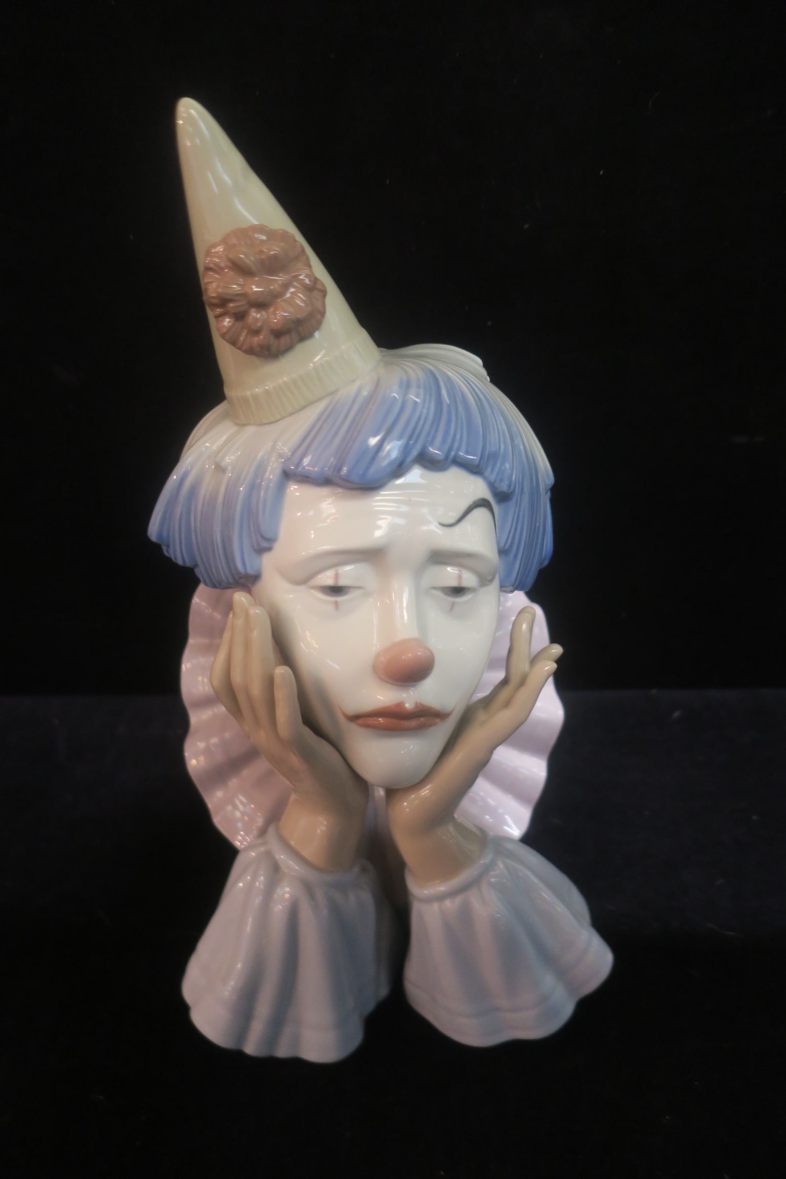 LLADRO, SAD CLOWN'S HEAD BY JOSE