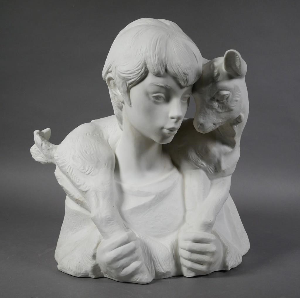 LLADRO UNGLAZED BOY WITH LAMB