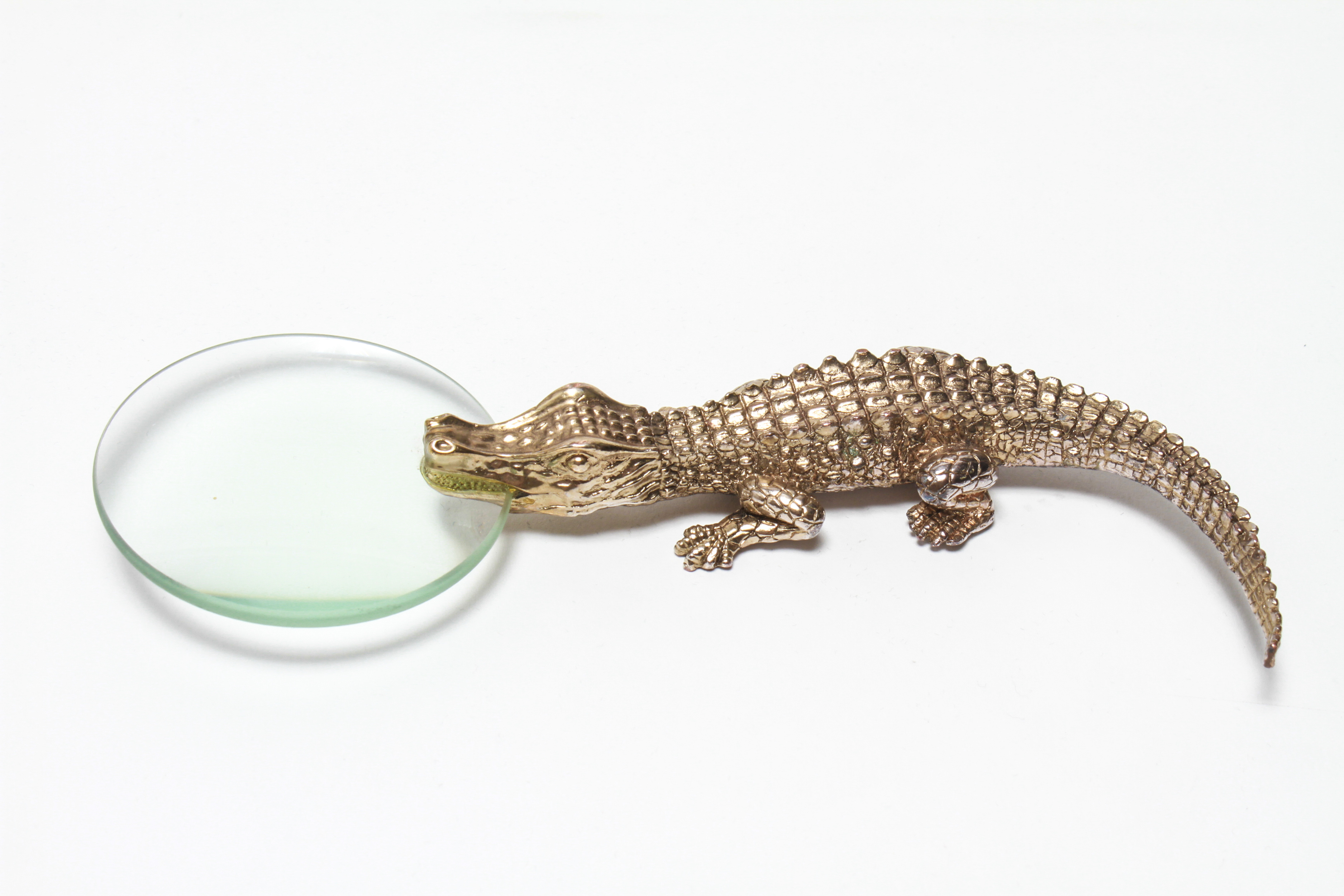 L'OBJET CROCODILE GILT METAL