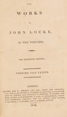Locke (J) Works of, 10 vols and