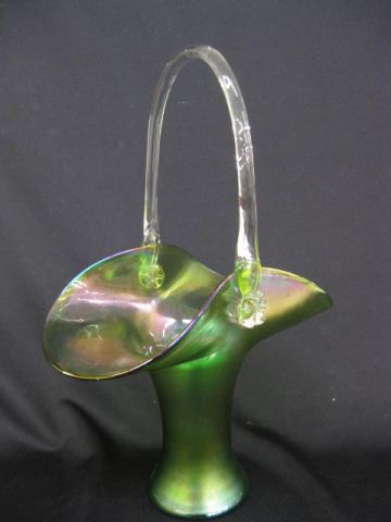 Loetz Art Glass Basket green