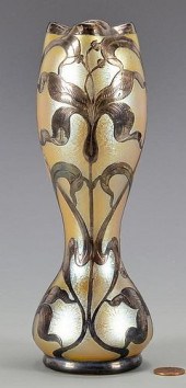 LOETZ ART GLASS VASE, SILVER O