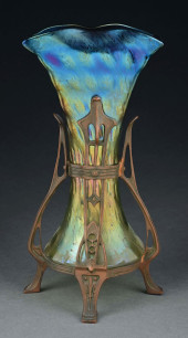 LOETZ ART NOUVEAU VASE W/ BRON