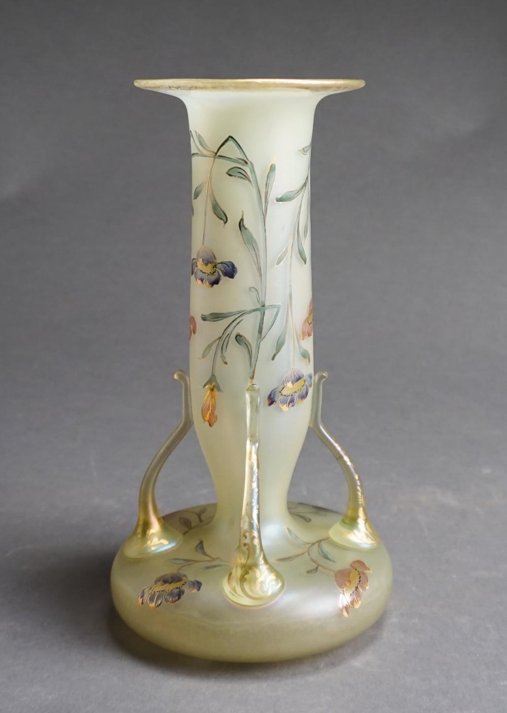 LOETZ ENAMELED GLASS VASE, H: 10