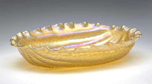 LOETZ IRIDESCENT ART GLASS RIBBED