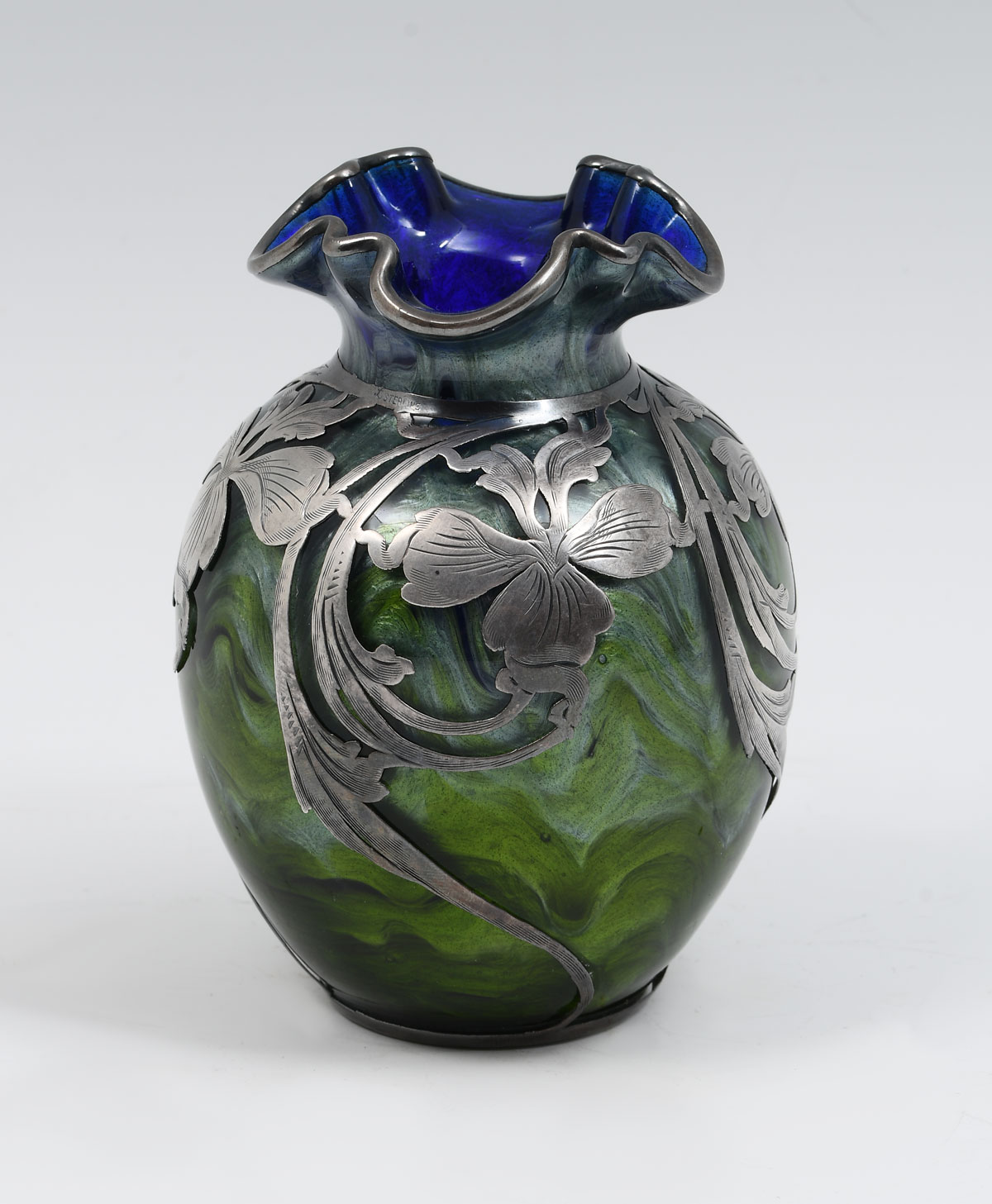 LOETZ SILVER OVERLAY ART GLASS