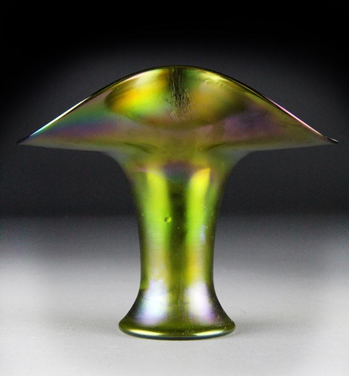 Loetz Style Art Glass VaseGreen