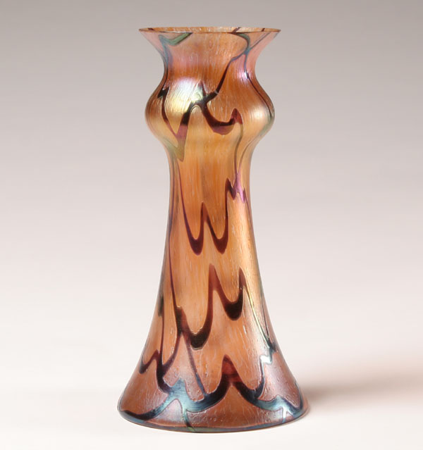 Loetz style Austrian art glass vase