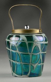 Loetz Style Ribbon Glass Bisqu